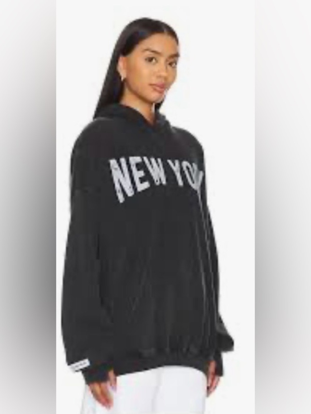 THE LAUNDRY ROOM, NWT Black Hooded Sweater with WHITE 'NEW YORK’, Size Small